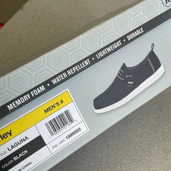 Hurley Laguna Bungee Shoes Men's Size 8 Slip-On Black Memory Foam Canvas - Picture 7 of 8